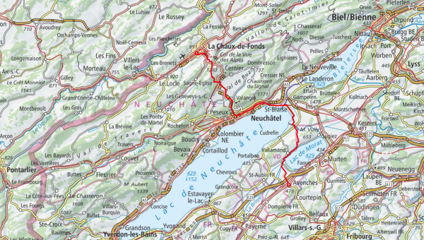 Etappe 10 | La Chaux-de-Fonds > Neuchâtel > Avenches